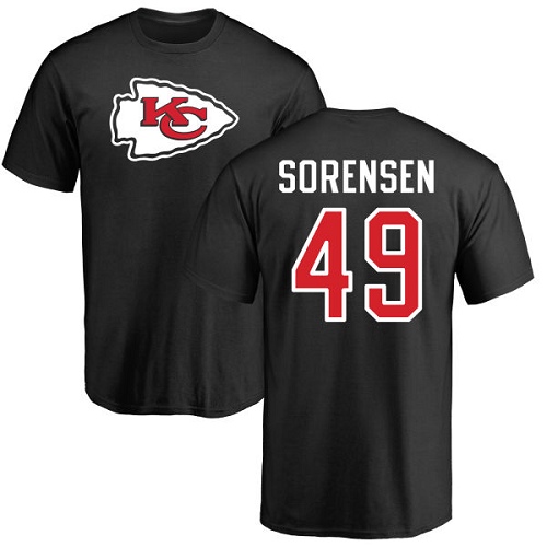 Men Kansas City Chiefs #49 Sorensen Daniel Black Name and Number Logo NFL T Shirt